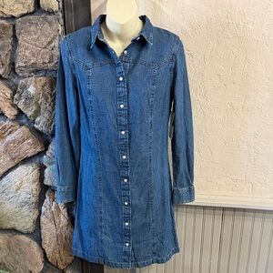 Lee Dark Blue Denim Shirt Dress with Chest Logo Tag